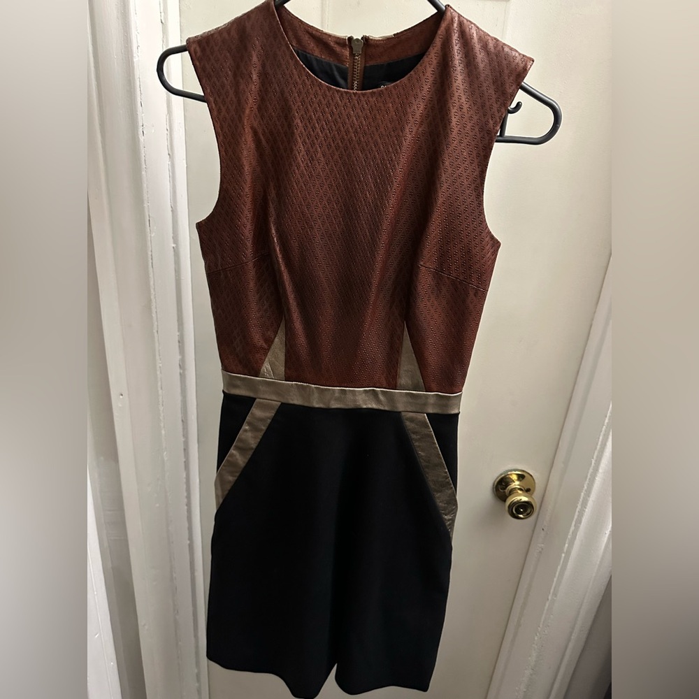Catherine Malandrino Red and Orange Sheath Midi Dress Size 2
